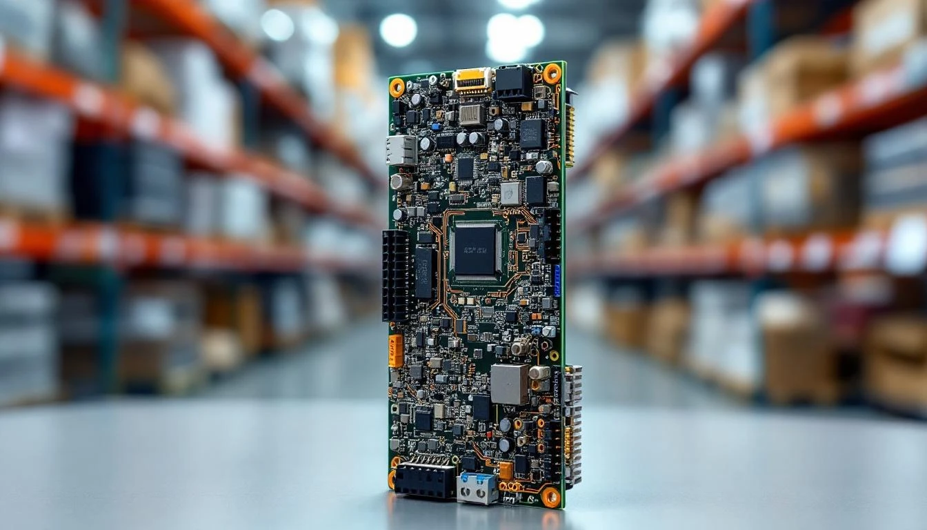 Extreme close-up macro photograph of a golf cart motor controller board mounted vertically, showcasing intricate copper