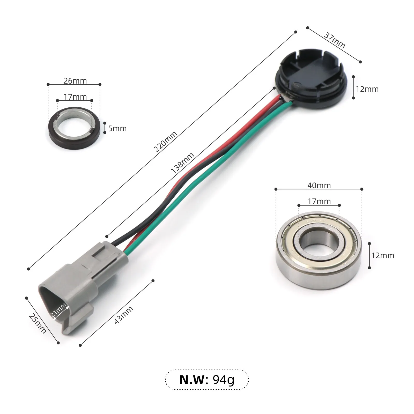 Speed Sensor for Club Car DS & Precedent (GE Motor) (OEM 102265601) — view 3