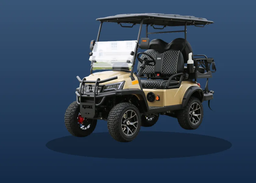 Electric 4-seat lifted golf cart, champagne