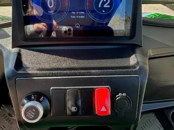 Golf cart dashboard with one-button start, D/R switch and multimedia screen