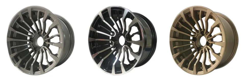 Golf cart wheel rim style 3 in grey, silver, gold